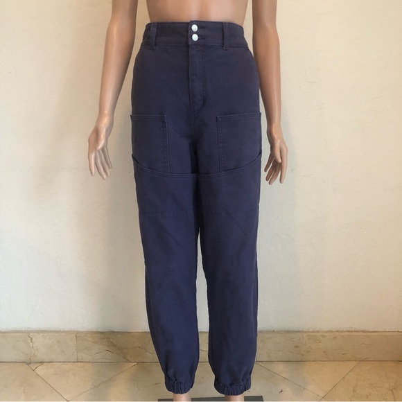 Forever 21 Navy Blue Vintage Cargo Pants Double Pocket Women’s Size L High Waist - Picture 1 of 16